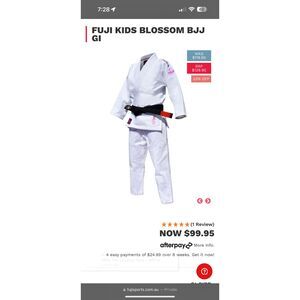 Fuji Kids Blossom BJJ Gi – White with Pink Accents-WC1